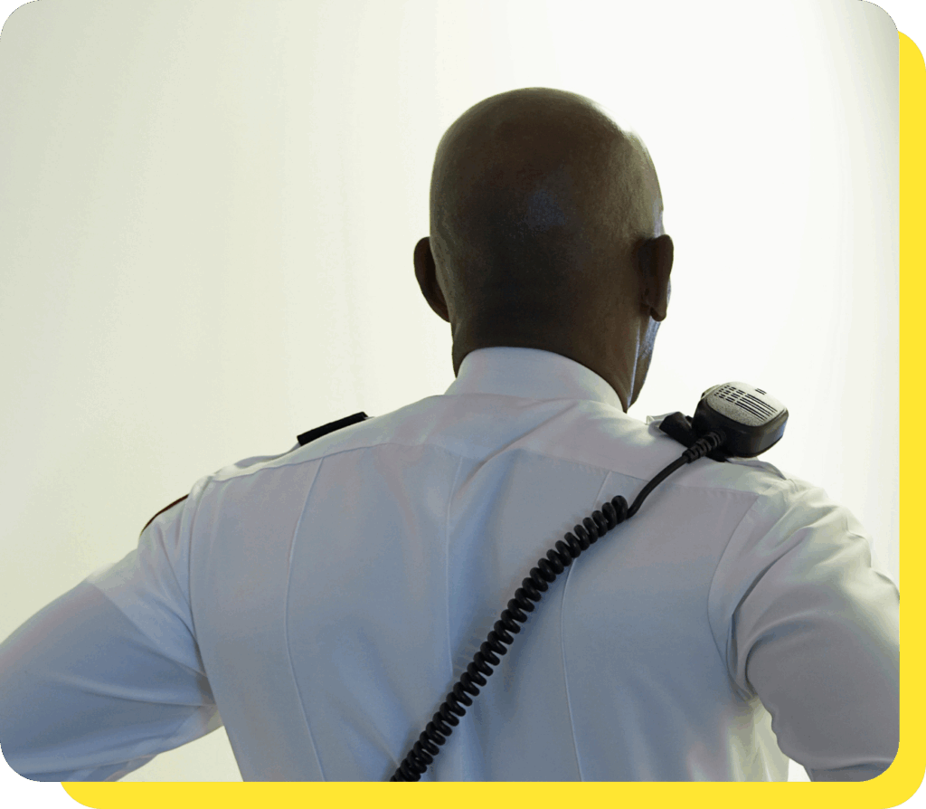 Back of prison officer who is a member of a prison service credit union