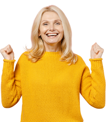 Woman smiling confidently, highlighting the benefits of a fixed rate savings account.
