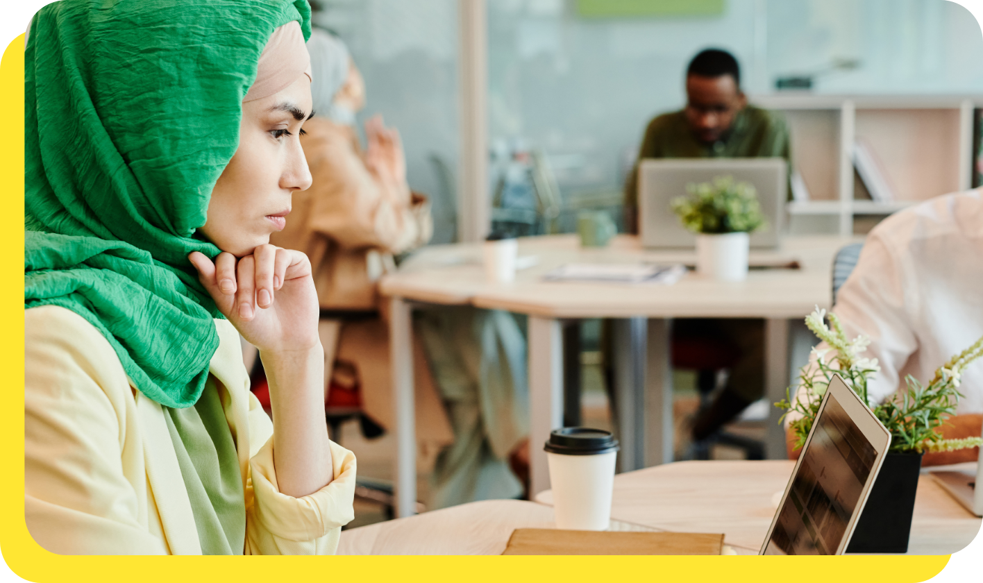 A woman learning about the financial empowerment and benefits of open banking loans provided by Serve and Protect.