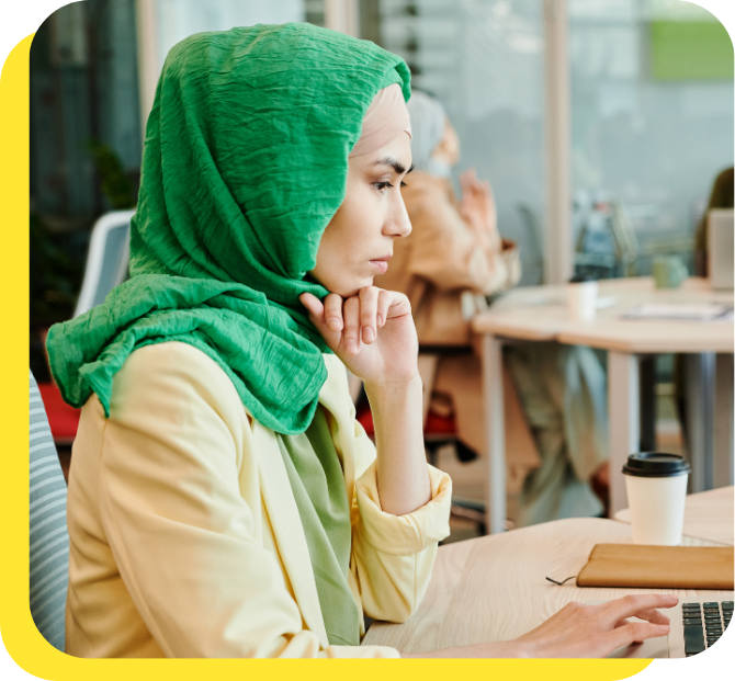 A woman learning about the financial empowerment and benefits of open banking loans provided by Serve and Protect.